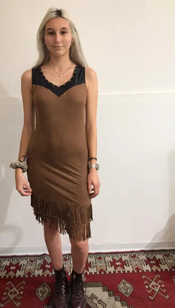 Abito donna aderente con frange mod. indianina