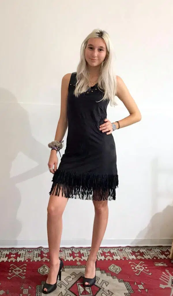 Abito donna aderente con frange mod. indianina