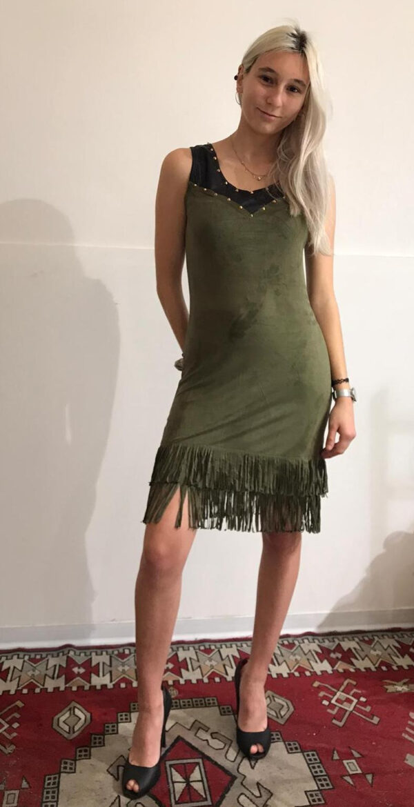 Abito donna aderente con frange mod. indianina
