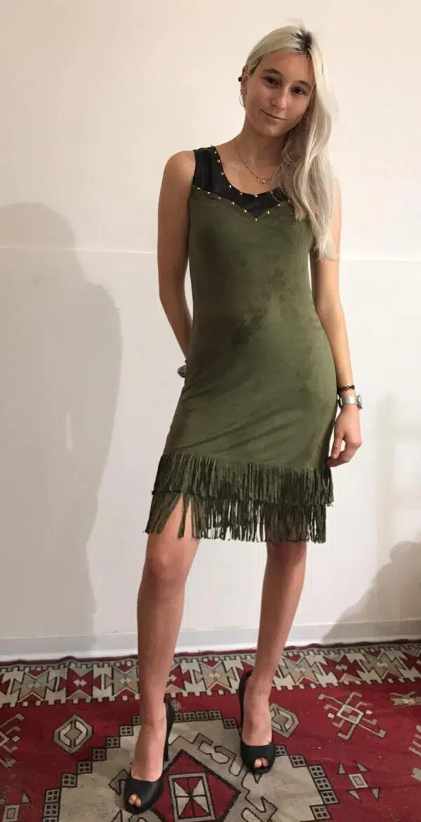 Abito donna aderente con frange mod. indianina