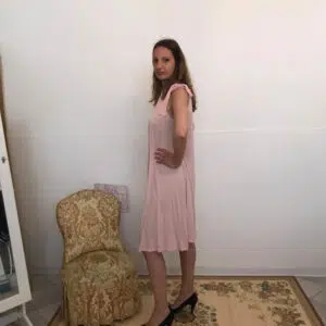 Abito plissettato tg s m l xl rosa svasato