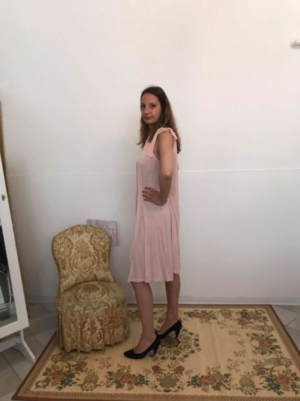 Abito plissettato tg s m l xl rosa svasato