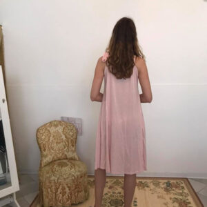 Abito plissettato tg s m l xl rosa svasato