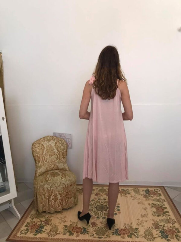 Abito plissettato tg s m l xl rosa svasato