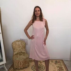 Abito plissettato tg s m l xl rosa svasato