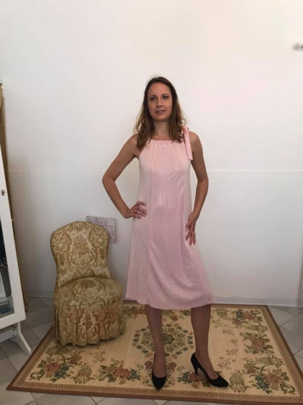 Abito plissettato tg s m l xl rosa svasato