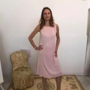 Abito plissettato tg s m l xl rosa svasato