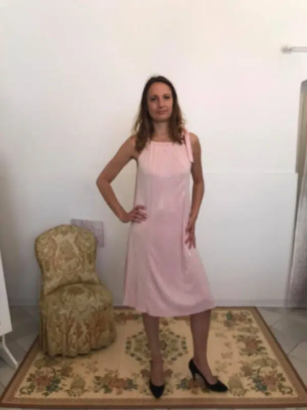 Abito plissettato tg s m l xl rosa svasato