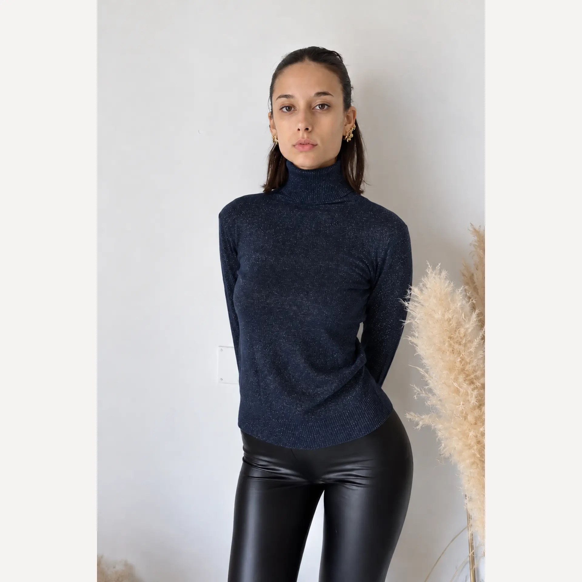 dolcevita-donna-lurex-blu-navy-dettaglio