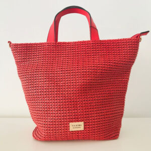 Borsa da donna shopping con tracolla rosso Via Roma