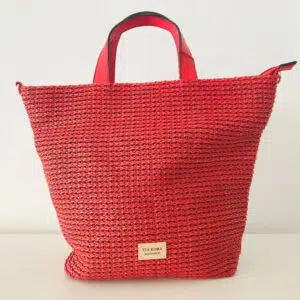 Borsa da donna shopping con tracolla rosso Via Roma