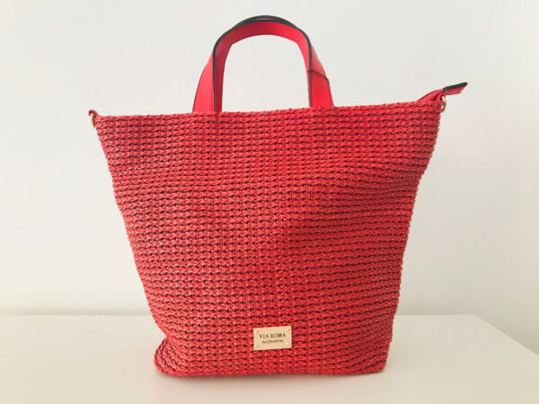 Borsa da donna shopping con tracolla rosso Via Roma