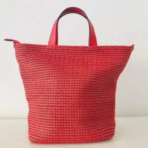 Borsa da donna shopping con tracolla rosso Via Roma