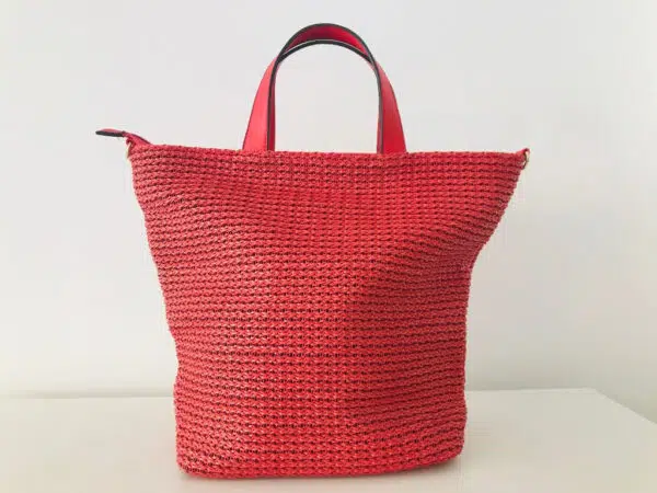 Borsa da donna shopping con tracolla rosso Via Roma