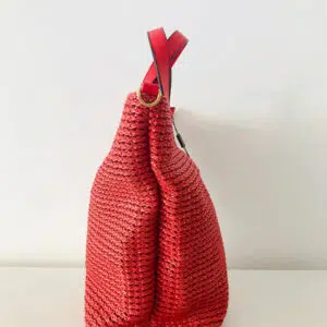 Borsa da donna shopping con tracolla rosso Via Roma