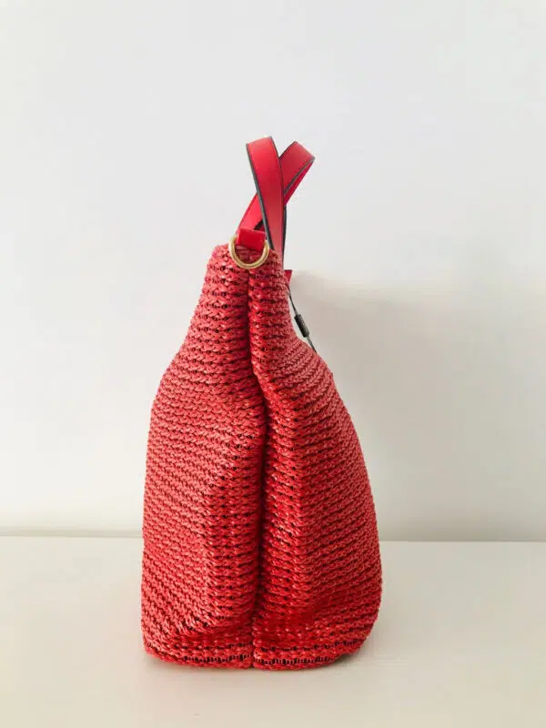 Borsa da donna shopping con tracolla rosso Via Roma