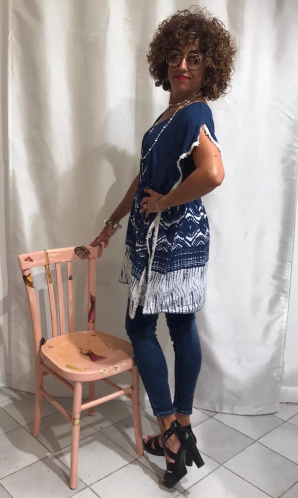 mini abito casacca oversize mode. "mare blu"