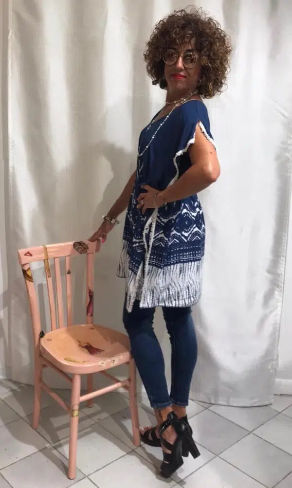 mini abito casacca oversize mode. "mare blu"