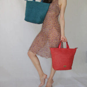 Borsa da donna shopping con tracolla rosso Via Roma