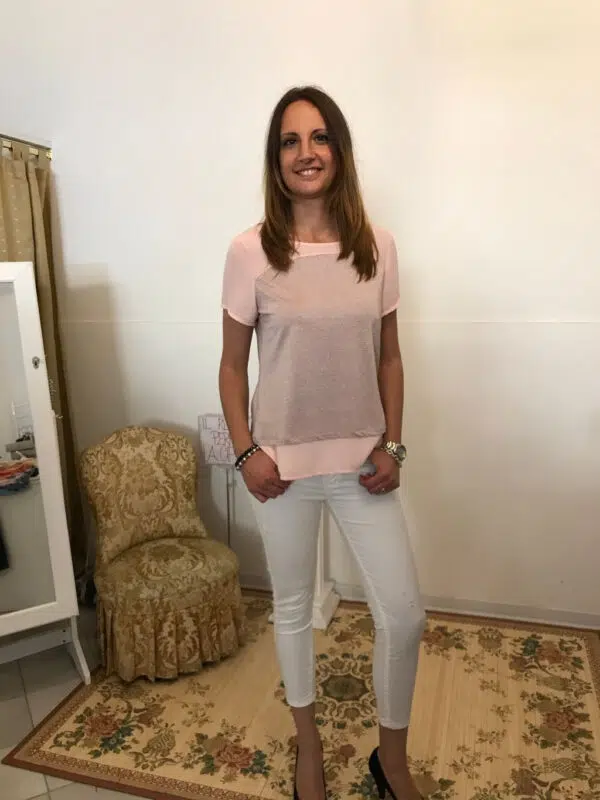 blusa "luminosa" con lurex rosa