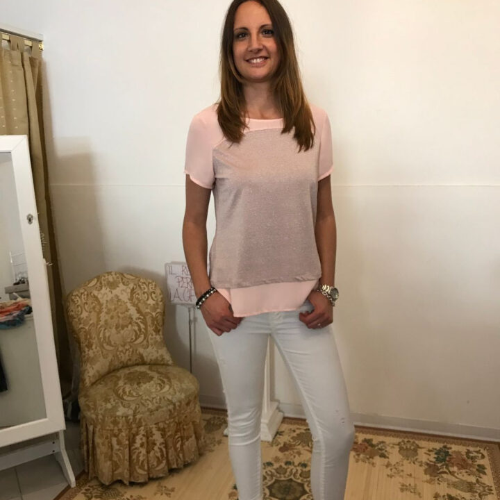 blusa "luminosa" con lurex rosa