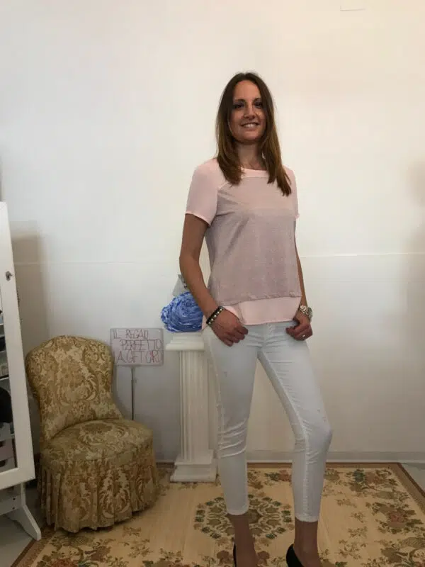 blusa "luminosa" con lurex rosa