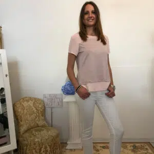 blusa "luminosa" con lurex rosa