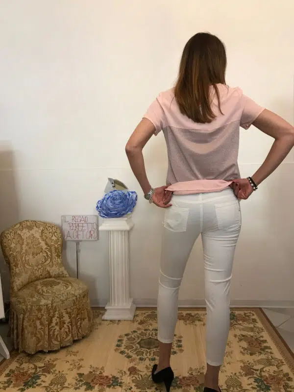 blusa "luminosa" con lurex rosa