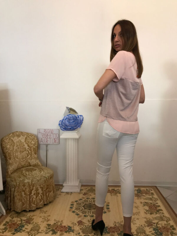 blusa "luminosa" con lurex rosa