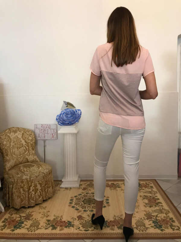 blusa "luminosa" con lurex rosa