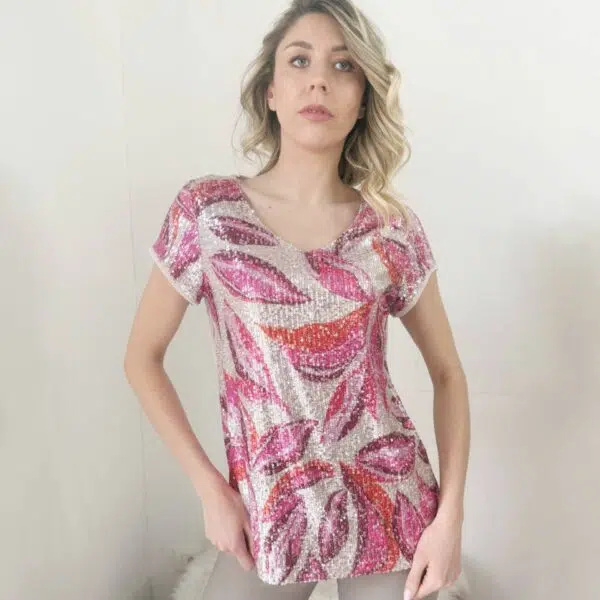 Maglia Paillettes Rosa Fucsia