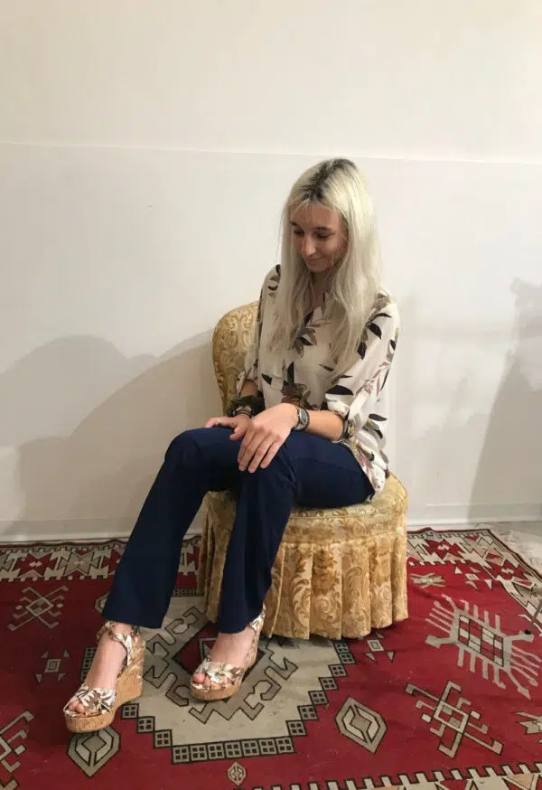pantalone donna palazzo Blu oceano