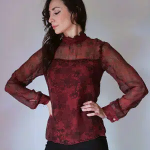 Blusa Vittoriana in Seta Pura - Stile Retro Chic in Vari Colori