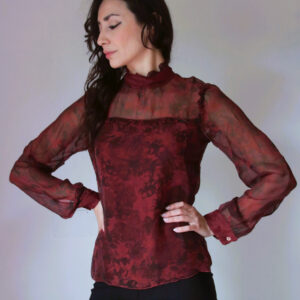 Blusa Vittoriana in Seta Pura - Stile Retro Chic in Vari Colori