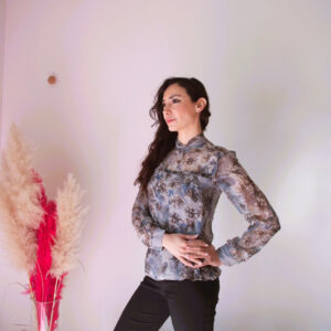 Blusa Vittoriana in Seta Pura - Stile Retro Chic in Vari Colori