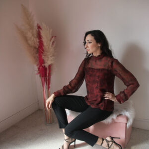 Blusa Vittoriana in Seta Pura - Stile Retro Chic in Vari Colori