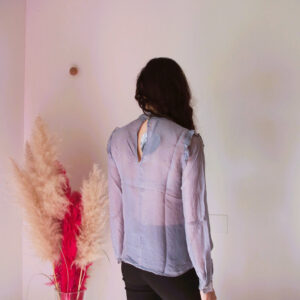 Blusa Vittoriana in Seta Pura - Stile Retro Chic in Vari Colori