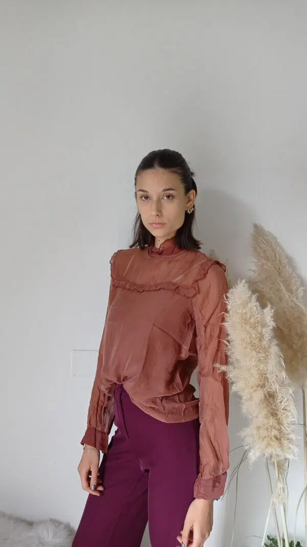 Blusa Vittoriana in Seta Pura - Stile Retro Chic in Vari Colori