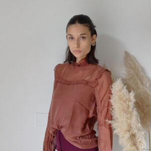 Blusa Vittoriana in Seta Pura - Stile Retro Chic in Vari Colori