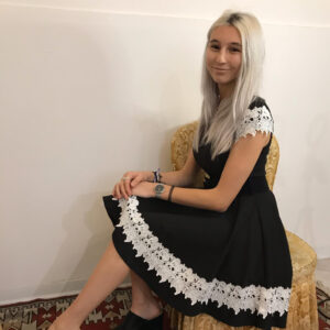 Abito con cintura svasato taglia unica con bordo in pizzo