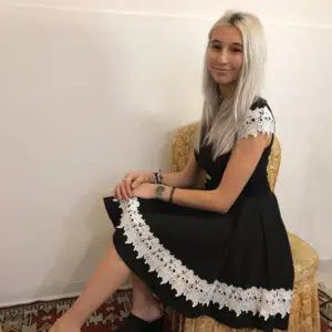 Abito con cintura svasato taglia unica con bordo in pizzo