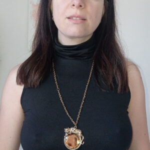 Collana con Ciondolo Leone in colore Bronzo Dorato e Pietra Ecologica - Audacia e Stile
