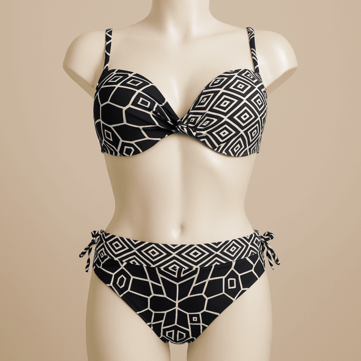 Bikini geometrico nero e bianco