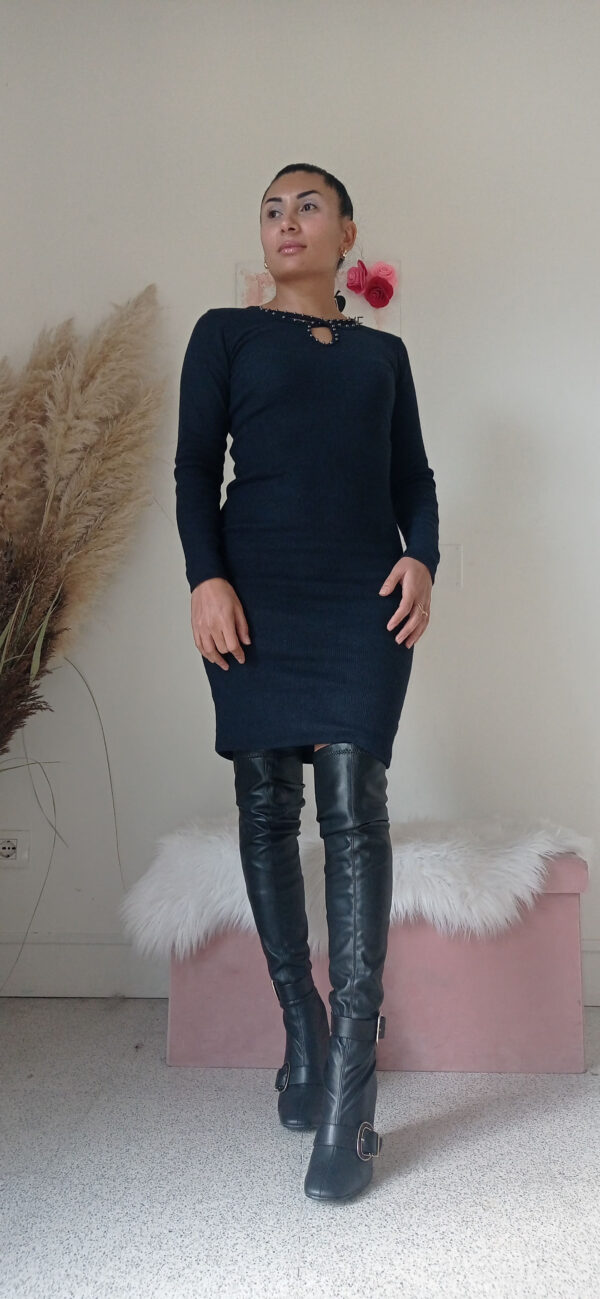 Abito Tubino in Maglia di Cotone con Motivo Decorativo - Eleganza e Comfort Unici"