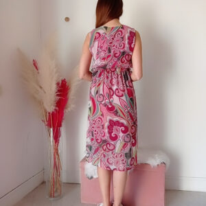 Abito Estivo con Fantasia Elegante e Scollatura a V - Disponibile in Tutte le Taglie