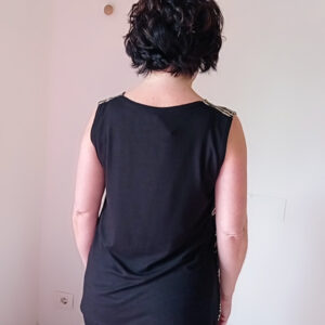 Top Curvy con Tulle Laminato Nero e Oro: Eleganza e Stile per ogni forma