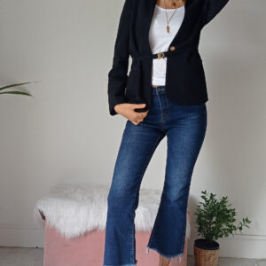 Jeans Cropped Blu da Donna con Frange e Stile Scampanato - Taglie XS a XL