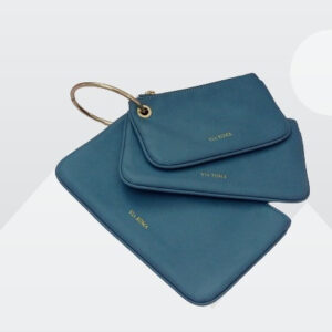 Tris di Borselli Eleganti con Anello - Borsa Azzurro Carta da Zucchero Multifunzione 15x26 cm