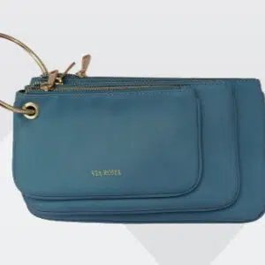 Tris di Borselli Eleganti con Anello - Borsa Azzurro Carta da Zucchero Multifunzione 15x26 cm