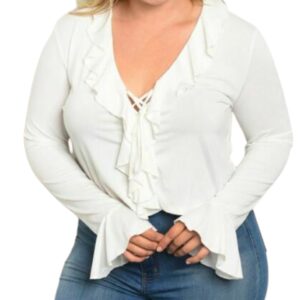 Camicia da donna bianca curvy art. Ruches